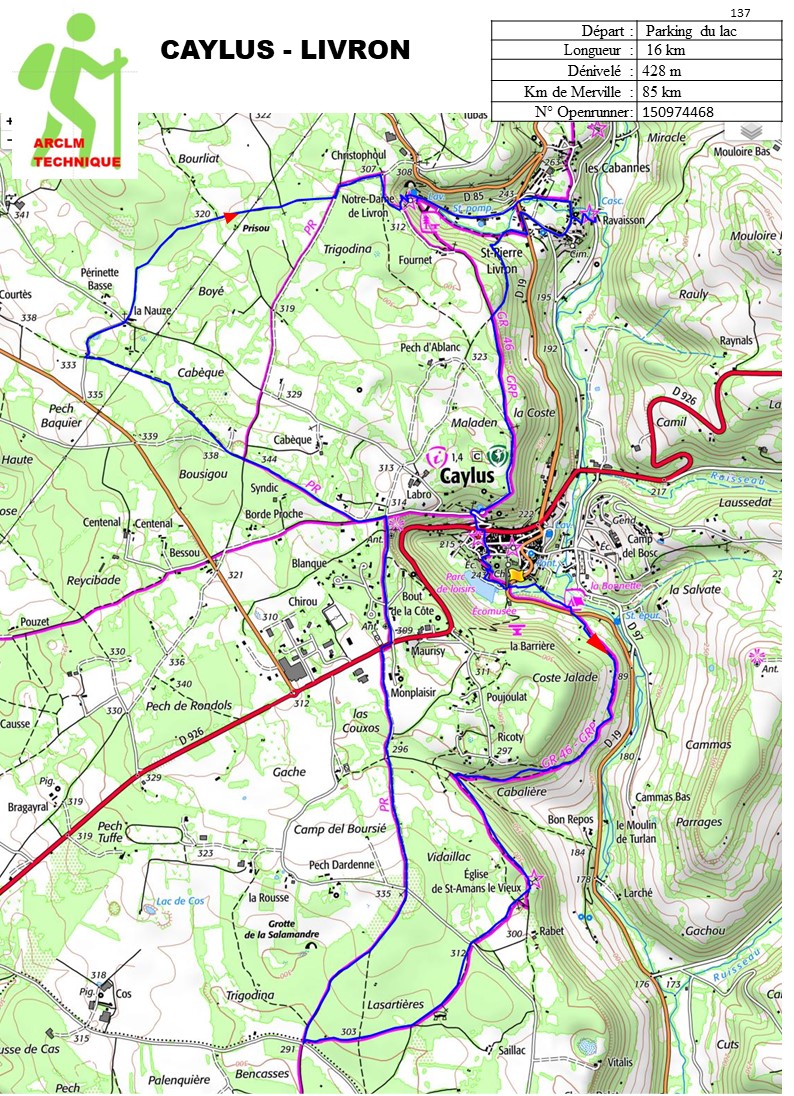Randonnée CAYLUS à la journée avec repas tiré du sac - ARCLM